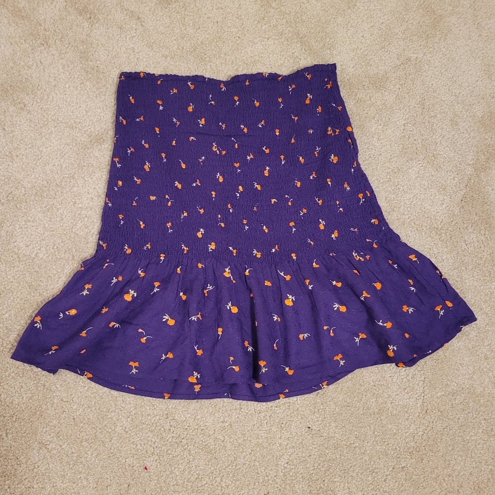 Urban Outfitters Purple Tanner Floral Smocked Mini Skirt, Size M